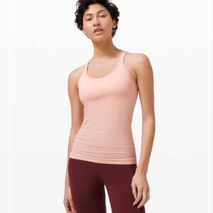 Lululemon Ebb To Street Tank Top Light Support For B/C Cup Pink Mist Ribbed